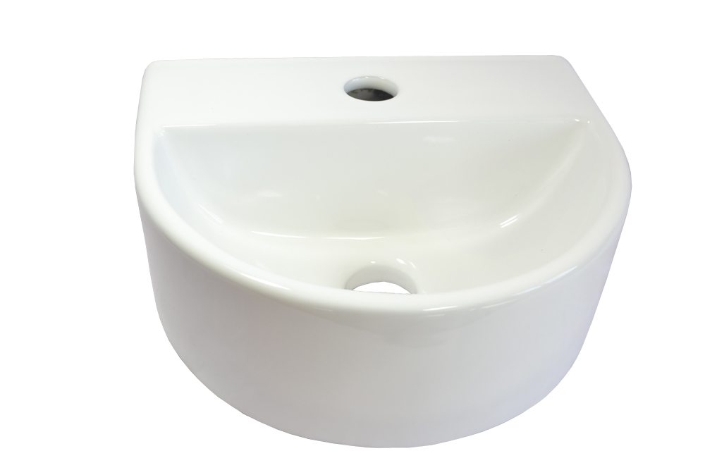 Waschbecken klein Halbkreis oval weiß Keramikwaschbecken Wandmontage 30